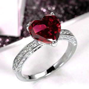 Q245 Heart <b>Crystal</b> <b>Ring</b> 925 Silver Pave Setting Prong Engagement Women's Gemstone <b>Ring</b> - Product Image 2
