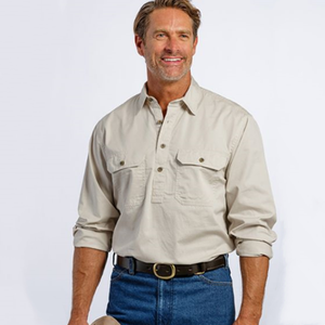 Camicia <span class=keywords><strong>da</strong></span> <span class=keywords><strong>Lavoro</strong></span> <span class=keywords><strong>da</strong></span> Uomo in Cotone 100% con Mezza Abbottonatura - Product Image 4