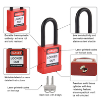 Cadenas de sécurité Elecpopular Top Lockout Tagout avec cylindre en cuivre et anse en nylon de 38 mm, avec clé, multicolore, pour usage industriel