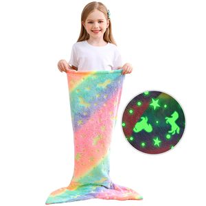Couverture <span class=keywords><strong>queue</strong></span> <span class=keywords><strong>de</strong></span> <span class=keywords><strong>sirène</strong></span> pour enfants lueur dans le noir couverture licorne et <span class=keywords><strong>sirène</strong></span> cadeaux pour filles couverture <span class=keywords><strong>sirène</strong></span> en flanelle douce polaire - Product Image 1