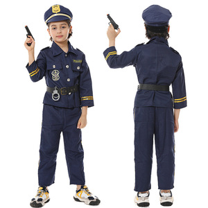 Children's Cosplay Outfit Kids Boys Senior Office Halloween Carnival Party Career Day Featuring <strong>Police</strong> Pants - Product Image 4