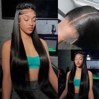 Peluca de Cabello Humano Virgen Vietnamita sin Pegamento de 30-32 Pulgadas, Peluca Frontal de Encaje HD Completo 13x6 para Mujeres Negras