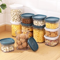 Récipient de stockage d'aliments hermétique transparent en plastique sans BPA 3 set Boîte de rangement de cuisine idéale pour les céréales