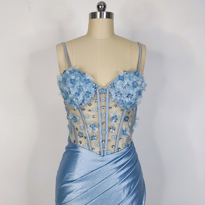 Abiti da Sera Eleganti a <span class=keywords><strong>Sirena</strong></span> in Raso con Ricami in Strass e Spacco per Donne - Product Image 5