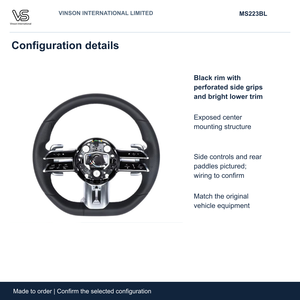 Volant en cuir à 3 branches avec style personnalisé pour Mercedes-Benz Classe S, configuration sélectionnée avec centre ouvert MS223BL - Product Image 2