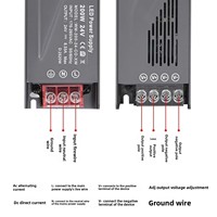 Adaptateur secteur LED AC-DC de qualité supérieure avec boîtier en aluminium, technologie de potting, sortie DC12-24V, compatible avec les bandes LED et les lampes