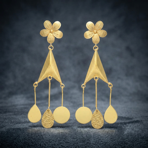 Boucles d'oreilles pendantes en laiton plaqué or faites à la main, pierres précieuses, style ethnique bohème, unisexe, pour femmes - Product Image 2