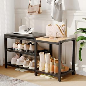 SENYU Modern Metal <b>Shoe</b> Rack With 3 Shelves <b>Storage</b> <b>Bench</b> For Bedroom Entryway Home Furniture Minimalist Design Space Saving - Product Image 2