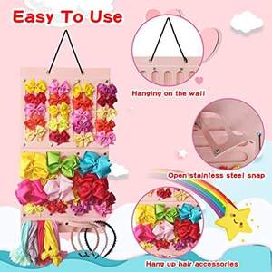 Organisateur mural pour bandeaux et accessoires capillaires pour bébés en plastique et bois, support de rangement pour nœuds et pinces à cheveux, personnalisable avec logo, produit très demandé - Product Image 1