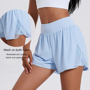 Новые женские шорты для йоги с индивидуальным логотипом, высокой талией, эластичные, для фитнеса, спорта и тенниса - Product Image 3