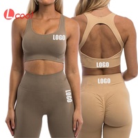 Lcool Low Moq Nieuwe Sexy Open Rug Sportbeha En Zachte Sport Scrunch Butt Lift Leggings Naadloze Yoga Set