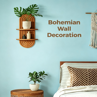 Décoration murale, étagère murale pour plantes marron, décoration moderne du milieu du siècle, étagère suspendue pour plantes, étagères flottantes en bois pour la maison