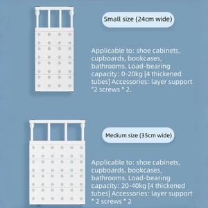 Estante de barra de tensión ajustable para armario divisor de almacenamiento extensible fuerte sin taladro para cocina baño hecho de plástico - Product Image 2