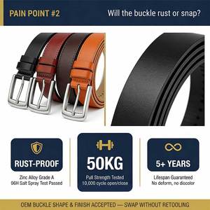 Cinture di Lusso da <span class=keywords><strong>Uomo</strong></span> in Pelle con Fibbia in Lega, Stile Casual per Jeans, Produzione OEM/ODM, Cinturino Personalizzato per <span class=keywords><strong>Uomo</strong></span> - Product Image 2