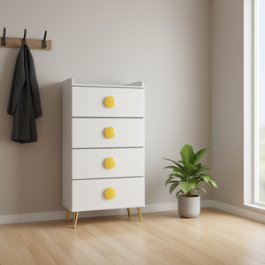 Armadio Portascarpe Nordico Yellar Bianco a 5 Ripiani con Ante, Scarpiera per Ingresso, Arredamento Moderno per Soggiorno - Product Image 2