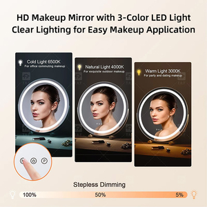 Tocador Moderno Blanco con Espejo LED, Set de Tocador con Luz LED y Cajones de Almacenamiento, <span class=keywords><strong>Mesa</strong></span> de Maquillaje para Dormitorio - Product Image 3