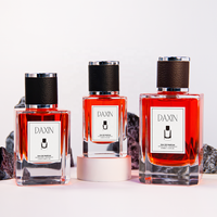 Flacon de parfum en verre vide de 30 ml, 50 ml, 100 ml, forme carrée, flacon pulvérisateur de parfum lourd avec bouchon rond noir en forme de cylindre