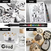 8 Marqueurs Pinceaux Acryliques Noirs et Blancs à Base d'Eau, Stylos Peinture Sans Réservoir d'Encre pour Art DIY sur Roche, Bois, Verre, Toile