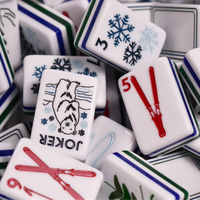 Tuiles de Mahjong en Acrylique Cinq Couches pour Noël et l'Hiver, Motifs Flocon de Neige, Renne, Chocolat Chaud, Aigue-vive, Joker, Idéales pour les Réunions Familiales et les Fêtes
