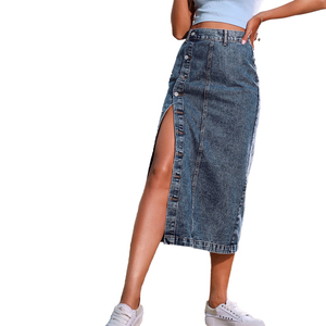 <span class=keywords><strong>Jupe</strong></span> longue en <span class=keywords><strong>jean</strong></span> bleue pour femme, style <span class=keywords><strong>crayon</strong></span>, avec fente latérale, vente chaude, vente en gros - Product Image 4