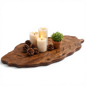 Bandeja de madera con forma de hoja, centro de mesa decorativo para exhibir en la mesa del hogar, decoración para restaurantes y hogares, bandejas únicas en venta - Product Image 1