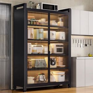 Large Capacity Eco Friendly Waterproof Metal Modern Multifunction <b>Storage</b> Rack Double Door <b>Kitchen</b> Cabinet Microwave Tableware - Product Image 1