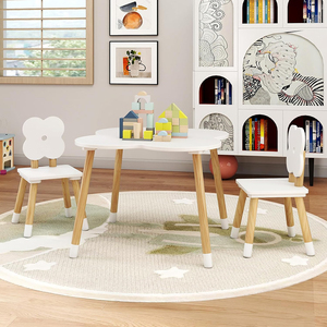 Table et <span class=keywords><strong>chaises</strong></span> pour enfants en forme de fleur, ensemble de table d'activités en bois pour tout-petits, pour la lecture et l'apprentissage - Product Image 2