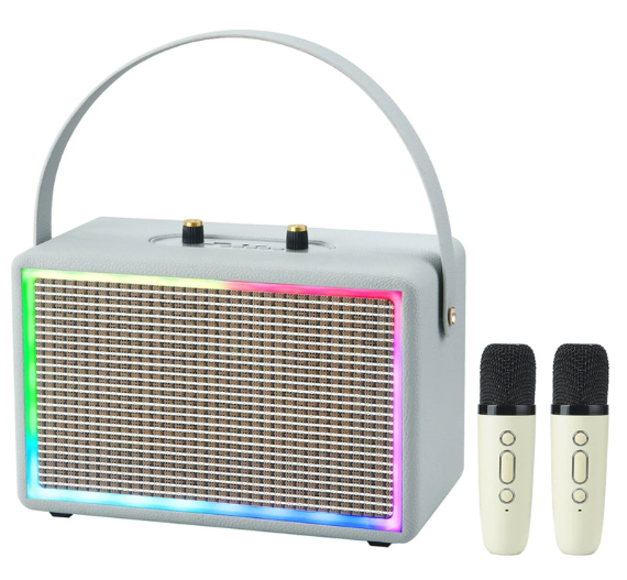 Portable Speaker with 2 Wireless Karaoke Microphones Subwoofer Wireless Amplifier Heavy Bass Speakers Karaoke Machine
