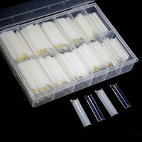 240 Uñas Postizas Profesionales XXL Extra Largas, Tipo Ataúd, Transparentes, Ovaladas, Almendradas, Francesas, Cuadradas, Transparentes, para Presionar