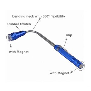 Linterna de Trabajo de Aleación de Aluminio Personalizada, con Batería de Botón, Herramienta Magnética de Recogida, Cabezal Flexible Telescópico, 3 LED - Product Image 2