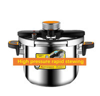 Casserole à pression en acier inoxydable 304 de 4 à 10 L, grande capacité, couvercle rotatif à une main, verrou de sécurité, ustensiles de cuisine pour cuisinière à gaz