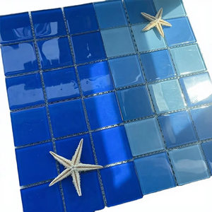蓝鲸光面酒店用方形混色蓝色泳池水晶马赛克玻璃砖，适用于浴室和别墅现代设计 - Product Image 5