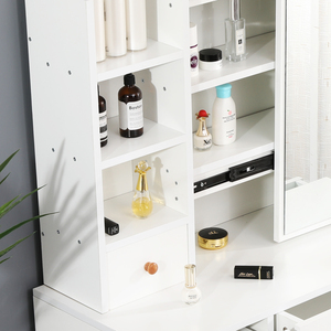 6 Laden 3 Lichte Mode Make-Up Make-Up Bureau Verlichte Spiegel Meisjes Kaptafel Set Met Zachte Kussens En 6 Compartimenten - Product Image 6