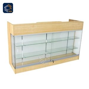 Vitrine d'affichage en verre noir comptoir porte coulissante luminaire <span class=keywords><strong>de</strong></span> magasin <span class=keywords><strong>de</strong></span> détail étagères réglables Construction en verre trempé - Product Image 6