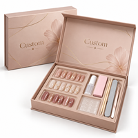 Boîte cadeau personnalisée pour faux ongles, emballage rigide en papier de luxe avec insert pour faux ongles, colle, lime, outils de manucure, ensembles de beauté
