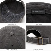 Casquette de baseball unisexe en coton délavé sans marque, style vintage à six panneaux, avec boucle métallique réglable, vente en gros