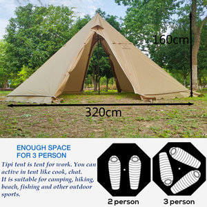 Tienda de campaña portátil para mochileros para acampar al aire libre y cazar <span class=keywords><strong>Tipi</strong></span> impermeable de una sola capa con conector para estufa Capacidad para 2-3 personas - Product Image 5