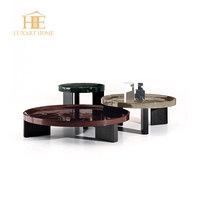 Table basse ronde italienne moderne, simple et minimaliste pour salon, combinaison de tables hautes et basses