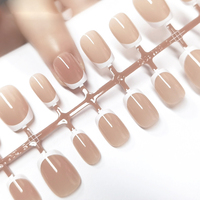30 faux ongles en ABS, forme ballerine, cercueil, amande, carré, couleur nude, pour pose facile DIY