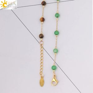 CSJA CSJA — Bracelet en cristal et acier inoxydable, nouvelle chaîne à maillons ajustables, couleur or, avec pierres naturelles, pour femmes, G908 - Product Image 3