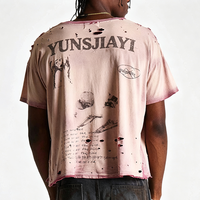 T-shirt vintage délavé, style streetwear, crop top en coton, impression graphique par sublimation, impression DTG, t-shirts usés