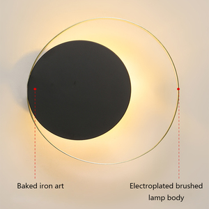 Lámpara de pared negra circular creativa simple diseño juvenil Villa dormitorio pasillo lámpara de pared de luz variable - Product Image 4