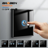 Panel de Interruptor de Pared de Vidrio Templado Negro BAOBEN, Estilo Retro, para Instalación Empotrada Tipo 86 en Hoteles y Casas de Huéspedes