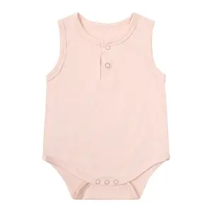 Custom Bamboe Effen Mouwloze Snap Crotch Baby Bodysuit Romper Bamboe Viscose Baby Romper 2024