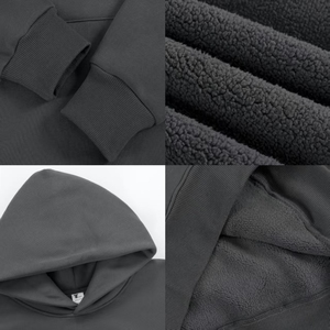 Sudadera con capucha de forro polar personalizada con logo, hombros caídos, bolsillos, gruesa, holgada, antipilling, a la moda, para parejas, venta al por mayor - Product Image 3