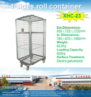 Chariot métallique à cage de protection Spark Light Duty 710x800xH1800, assemblé, fermeture rapide, 5 étagères, capacité 200 kg, roues, pour blanchisserie et hôpital