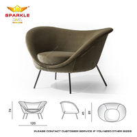 Fauteuil de loisir moderne avec pieds en métal, dossier en tissu velours SPARKLE, salon, chambre à coucher, hôtel, villa, bureau à domicile, meubles de maison durables