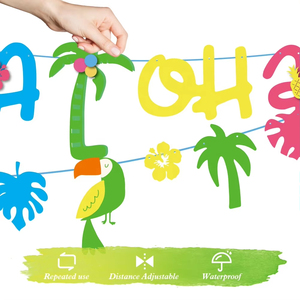 Festa estiva hawaiana forniture <span class=keywords><strong>Aloha</strong></span> Banner con pappagallo ananas cocco albero segno di pasqua ghirlanda decorazioni - Product Image 6