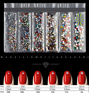 6 Rejillas de Diamantes de Imitación Planos de Colores Surtidos para Uñas, Adornos de Uñas de Diferentes Formas, Decoración DIY para Manicura y Arte de Uñas, Venta al por Mayor - Product Image 2