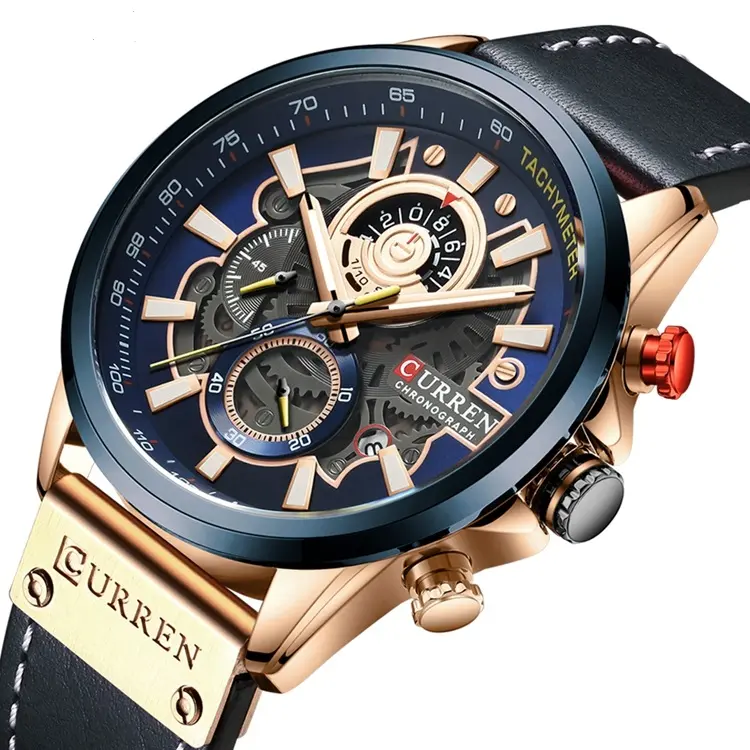 2020 Curren 8380 Factory New Men Fashion orologio al quarzo orologio da polso cronografo da uomo sportivo in pelle